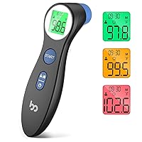 Forehead Thermometer for Adults and Kids, Digital Infrared Thermometer for Home with Fever Alarm, FSA HSA Eligible,1s Reading and 3-Color Indicator, No-Touch, Accurate (Black)
