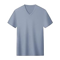 Men's Cool Dry Athletic Tee Tops V-Neck Breathable T-Shirts Solid Color Regular-Fit Short-Sleeve