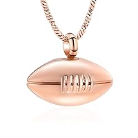 Yinplsmemory Cremation Jewelry Football Memorial Urn Necklace for Ashes Holder Stainless Steel Ashes Keepsake Urn Jewelry for Brother Boyfriend