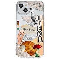 Case Compatible with iPhone 14 Plus Personalized with Your Name Zodiac Sign Libra, Protector Compatible with iPhone 14 Plus Customizable, Case Customized Horoscope Shockproof TPU. Clear