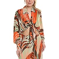 Ramy Brook Women's Printed Odilia Collared Front Tie Top