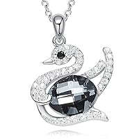 Black Swan Pendant Necklace Swarovski Crystal Element for Girls Women Fashion Valentine Gift