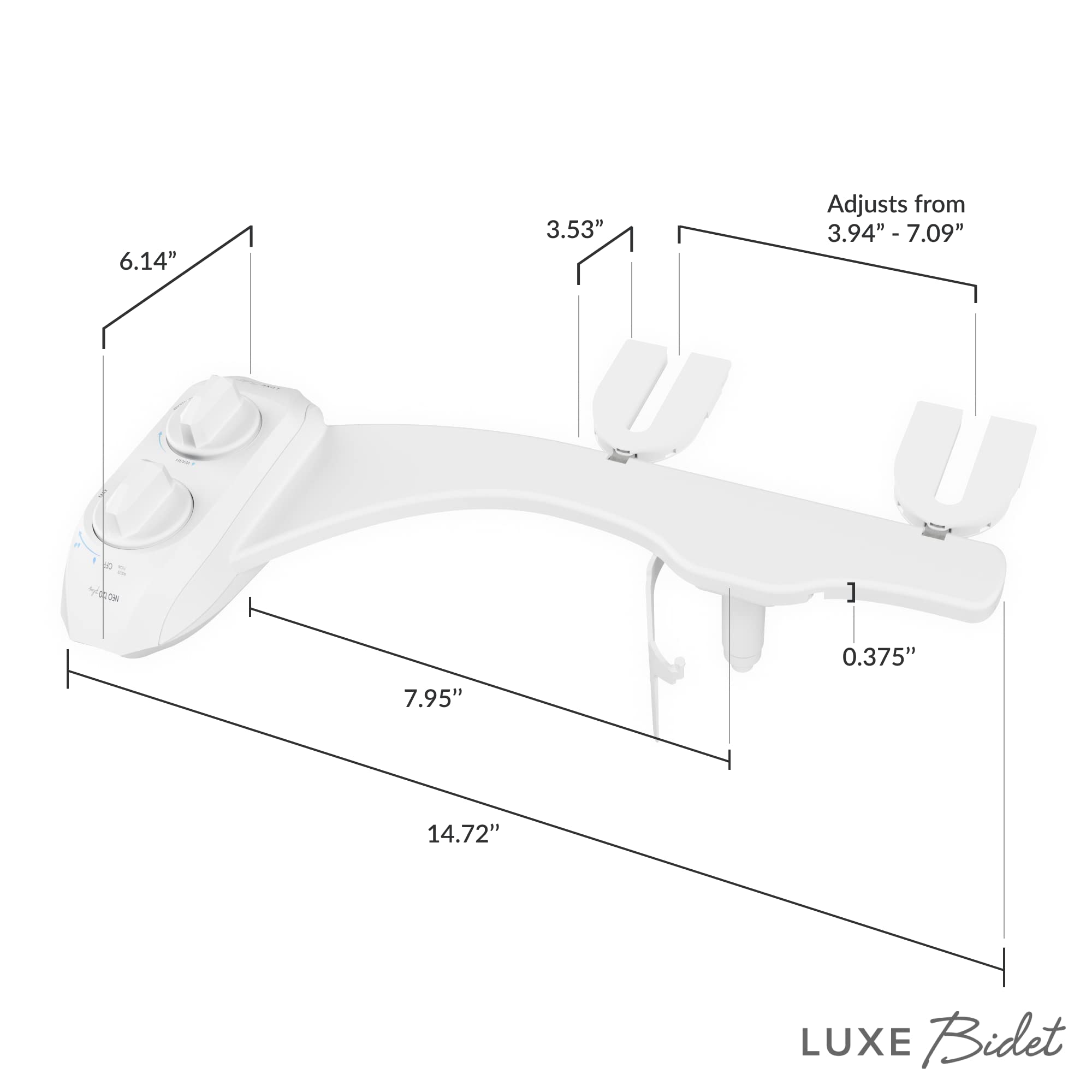 LUXE Bidet NEO 120 Plus – Next-Generation Bidet Toilet Seat Attachment with Innovative EZ-Lift Hinges and 360° Self-Cleaning Mode (White)