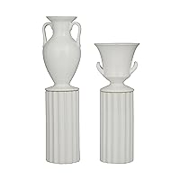 Deco 79 Porcelain Ceramic Decorative Vase Greek Inspired Centerpiece Vases, Set of 2 Flower Vases for Home Decoration 16
