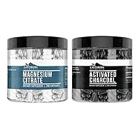 Earthborn Elements Activated Charcoal & Magnesium Citrate Capsule Bundle (200 caps), Pure & Undiluted, No Additives