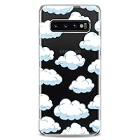 Case Compatible with Samsung S24 S23 S22 Plus S21 FE Ultra S20+ S10 Note 20 S10e S9 Clear Boy Pattern Sky Cute Kid Girly Slim fit Cartoon Blue Clouds Print Design Flexible Silicone Cute White