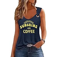 Womens Gradient Notched Neck Casual Tank Tops Novelty Sleeveless Shirts Funny Graphic Tee Vests