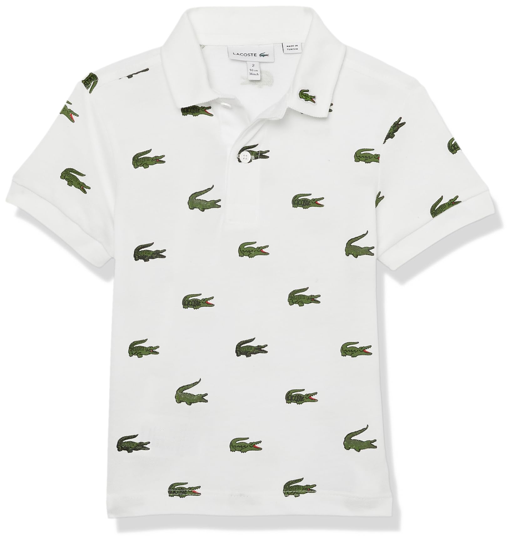 Lacoste Allover Croc Print Polo, Blanc, 12 Months