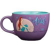 Silver Buffalo Disney Princess Little Mermaid Ariel Moonlight Ceramic Soup Mug, 24 Ounces, 1 Count (Pack of 1)