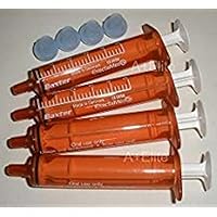 BAXA ExactaMed Oral Liquid Medication Syringe 5cc/5mL 4/PK Amber Medicine Dose Dispenser With Cap Exacta-Med BAXTER Comar Latex Free