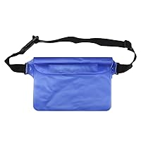 Waterproof Mini Bag. Thin and Lightweight Carrying Case with Triple Layer Protection and Waist Strap. Blue/Semi-Transparent