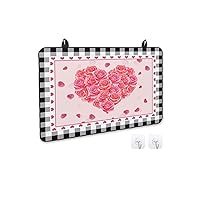 Valentine's Day Stove Cover for Electric Stove, Pink Rose Black White Plaid Stove Top Cover for Glass Top, Heat Resistant Rubber Mat Foldable Cooktop Cover Top Protector, 24