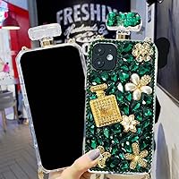 Victor Compatible with Galaxy S22 Ultra Bling Case for Women Girls Luxury 3D Sparkle Glitter Diamond Crystal Rhinestone Case Cute Shiny Gemstone Perfume Bottle Flower Design Shockproof Cover (Green)