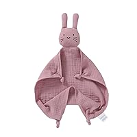 Organic Cotton Bunny Loveys for Babies,Newborn Baby Lovey Security Blanket,Lovies for Babies New Born Baby Unique Neutral Gifts Boys and Girls (Bunny-Baby Pink)