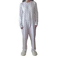 INGROSSO MERCERIE LCF Women's Full Pajamas for Patients, 100% Cotton, Made in Italy