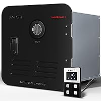FOGATTI RV Tankless Water Heater, InstaShower 6, Gen 2, with 15 x 15 inches Black Door and Remote Controller, DC 12V, Optimized Summer Comfort Performance, Ideal for RVers' Family Use