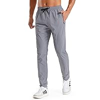 G4Free Mens Lightweight Athletic Workout Pants Stretch Nylon Joggers with Zipper Pockets for Casual Travel Hiking
