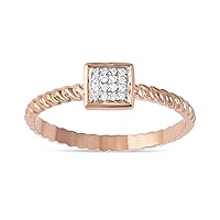 Sterling Silver 1/20 CT. TDW Diamond Square Shape Cluster Promise Ring Love Gift for Women (I-J, I2)