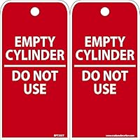 NMC RPT35ST EMPTY CYLINDER - DO NOT USE Tag - [Pack of 25] 3 in. x 6 in. 2 Side Synthetic Paper Inspection Tag with White Text on Red Base
