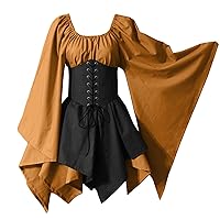 Medieval Renaissance Gown Dress for Women Steampunk Gothic Rockabilly Cosplay Victorian Vintage Retro Gown Dress