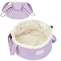 Barrel Drawstring Makeup Bag Large Cosmetic Bag Make up Bags Toiletry Organizer for Women (Purple) (Patent Pending)