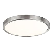 Flush Mount Ceiling Light Fixture, 12 Inch LED Modern Kitchen Light, Slim Dimmable Brushed Nickel Flush Mount Light for Low Ceiling, Laundry, Hallway, Metal and Glass Lighting, 22W, 3000K
