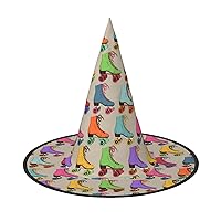 MQGMZ Mqgmzcolorful Roller Skates Print Enchantingly Halloween Witch Hat Cute Foldable Pointed Novelty Witch Hat Kids Adults