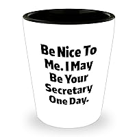 Funny Secretary Appreciation Shot Glass - Be Nice To Me. I May Be Your Secretary One Day. - Secretary Gifts for Father's Day - Humorous Secretary Gifts from Coworker