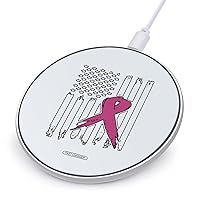 Breast Cancer Flag Round Wireless Charger Pad with USB Cable No AC Adapter 10W Fast Charging Station