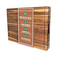 Saffron & Sage Extra Large Wood Cutting Board - Thick 23 x 17 x 1.5 Inch Acacia Wooden Cutting Boards for Kitchen use with Deep Juice Groove, Reversible Chopping Board Doubles as a Charcuterie Board
