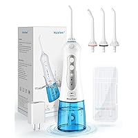 Cordless Water Flosser Teeth Cleaner, Nicefeel 300ML 2 Tip Cases Portable and USB Rechargeable Oral Irrigator for Travel, IPX7 Waterproof, 3-Mode Water Flossing with 4 Jet Tips for Home