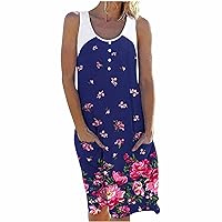 Women Sleeveless Dresses Loose Fit Dresses for Women Boat Neck Beach Hawaiian Midi Summer Fall Dresses 2024