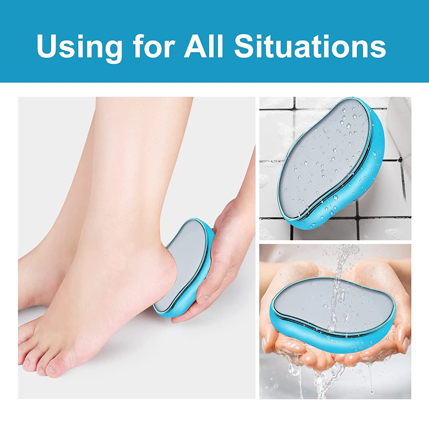 Crystal Hair Eraser & Women and Men, Magic Hair Eraser Crystal Hair Remover, Painless Exfoliation Hair Removal Tool for Arms Legs Back - Reusable and Washable, Stone Hair Remover
