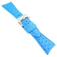 26mm Glam Rock Blue Soft Silicone Stitched with Curved Ends Watch Band