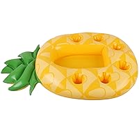 Drink Floaties for Pool, Pineapple Inflatable Drink Holder, 33.5x21.7 PVC Floating Pool Tray with Cup Holders, Portable Floating Drink Holder for Pool