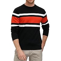 PJ Paul Jones Mens Striped Pullover Sweater Crewneck Contrast Fine Knitted Sweaters