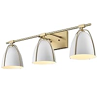 Modern Farmhouse Gold Bathroom Light Fixtures Over Mirror 3-Light White and Gold Vanity Lights for Bathroom