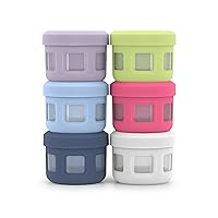 Ello Reusable Condiment Containers 4oz each with Screw-on Leak Proof Lid 6 Pack | Perfect for Salad Dressing Sauce Dips Lunchbox Picnic Travel Bento Box | BPA-Free | Dishwasher Safe | Sunny Daze
