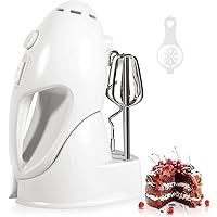 Hand Mixer Electric, 5-Speed Kitchen Handheld Mixer with Turbo Egg Separator, 4 Stainless Steel Accessories for Easy Whipping, Mixing, Cakes, Cookies, Cream, Batters 2021White