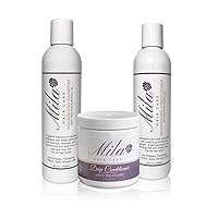 Mila Rose Hair Care Cleansing Set with Nourishing Shampoo, Nourishing Conditioner & Deep Conditioner| Organic Shampoo and Conditioner Set for Damaged & Curly Hair with Organic Ingredients