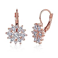 Women's Rose Gold Flower Crystal Stud Earrings Jewelry Accessories Gift Superior Quality and Creative
