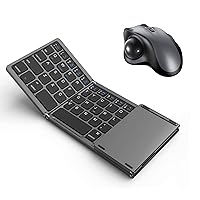 VssoPlor Foldable Keyboard with Bluetooth Trackball Mouse Combo - Space Gray