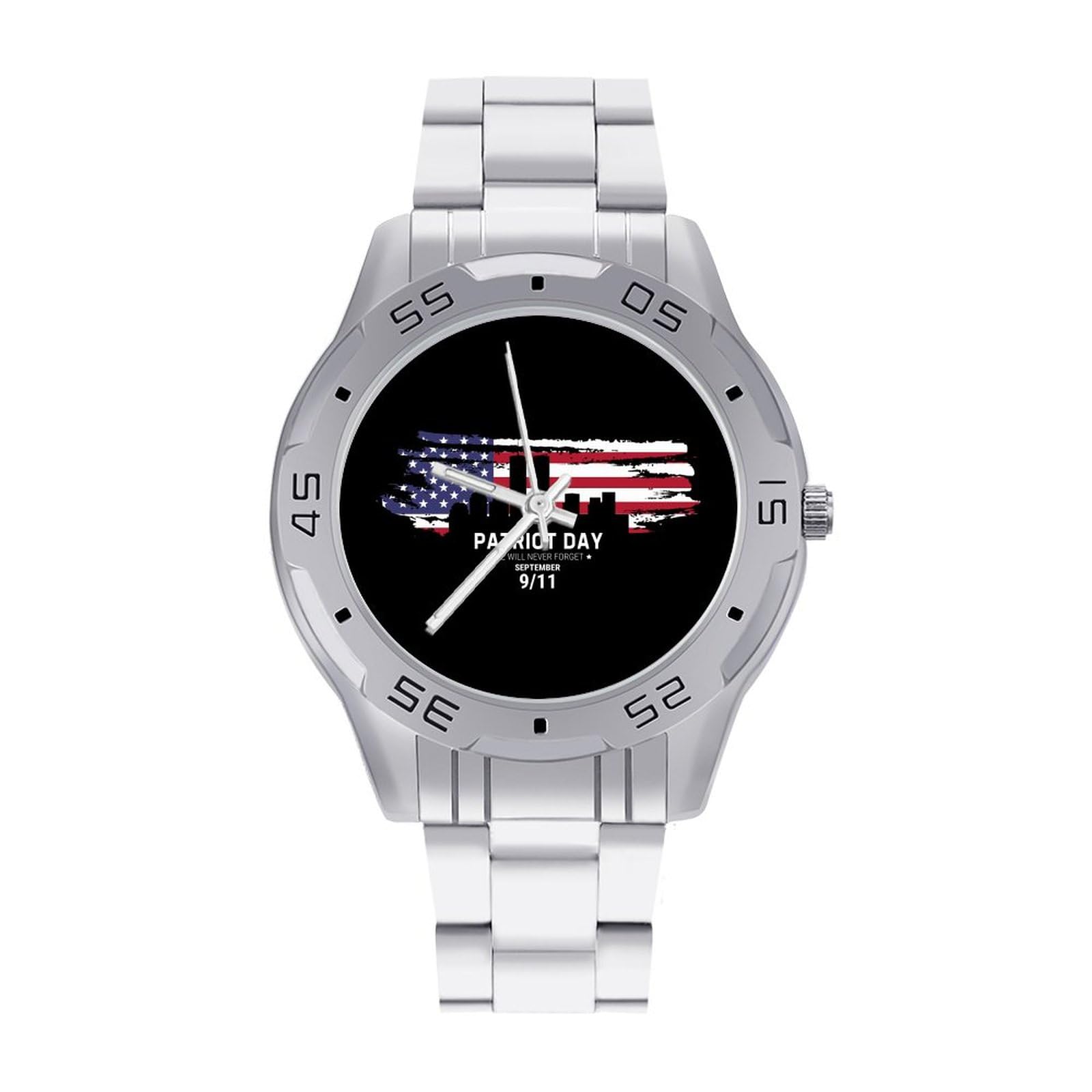 911 Remember Never Forget Stainless Steel Band Business Watch Dress Wrist Unique Luxury Work Casual Waterproof Watches