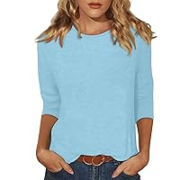 Womens 3/4 Sleeve T Shirts,3/4 Sleeve Y2K Summer Clothes Womens 3/4 Sleeve Tops Casual 3/4 Length Sleeve Womens Tops Plus Size Womens Spring Clothes Trending Womens Clothes(Turquoise,X-Large)