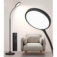 Floor Lamp,Super Bright Dimmable LED Lamps for Living Room, Custom Color Temperature Standing Lamp with Remote Push Button, Adjustable Gooseneck Reading Floor Lamp for Bedroom Office Black