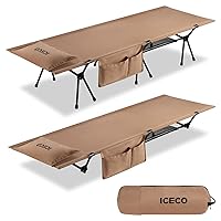 ICECO Camping Cot for Adults, Folding Cot for Camping, Portable Bed Sleeping Cot, Lightweight Backpacking Cot Strong Support 400 Lbs, Tent, Outdoor, Hiking, Travel, RV, Beach