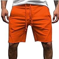 Mens Gym Running Shorts Breathable Loose Fit Drawstring Elastic Waist Basic Solid Color Casual Fitness Activewear Shorts
