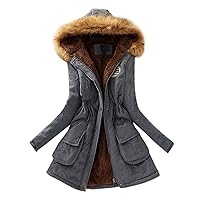 Women's Winter Coats Casual Warm Fleeced Lined Hooded Jacket Coat Long Sleeve Windproof Zip Up Padded Jackets
