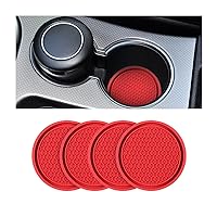 4 Pack Car Cup Holder Coaster, 2.75 Inch Diameter Non-Slip Universal Insert Coaster, Durable, Suitable for Most Car Interior, Car Accessory for Women and Men (Trench/Red)