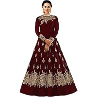 Jessica-Stuff Embroidered Silk Blend Semi Stitched Anarkali Gown (648)
